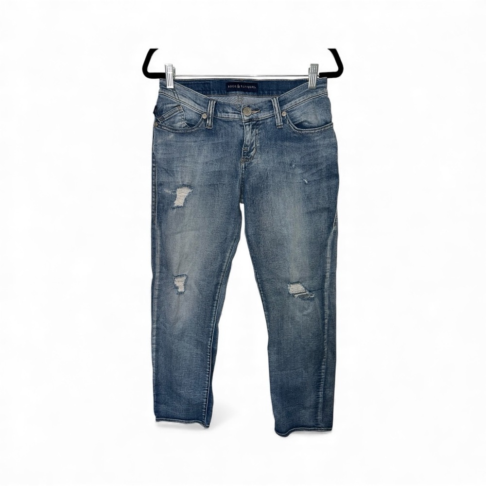 Rock & Republic Light Blue Distressed Ankle Jeans